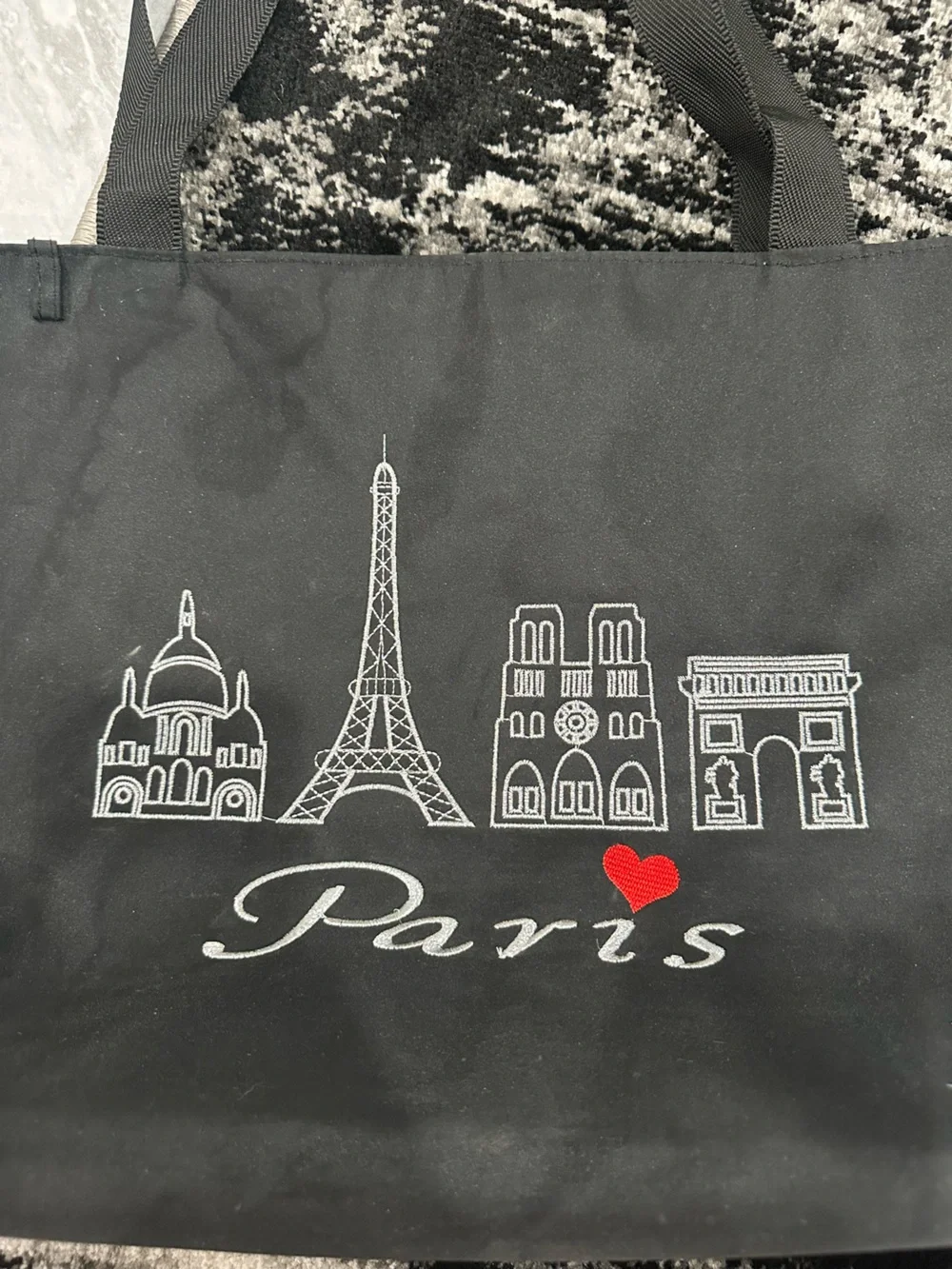 Paris Heart Black Tote Bag